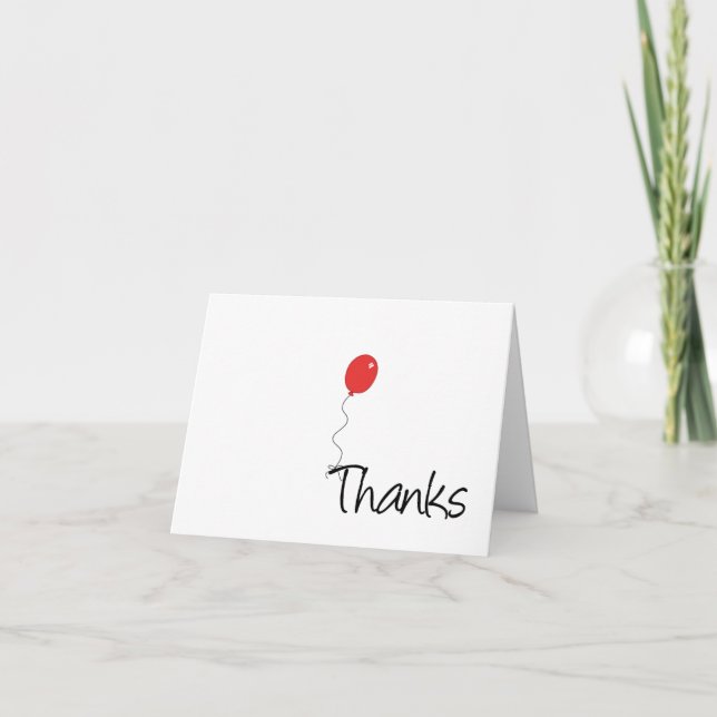 Whimsical Red Balloon Any Occasion  Thank You Card (Front)