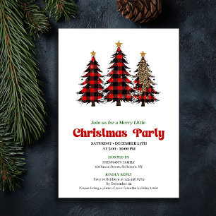 Whimsical Red Black Plaid Christmas Celebration Invitation