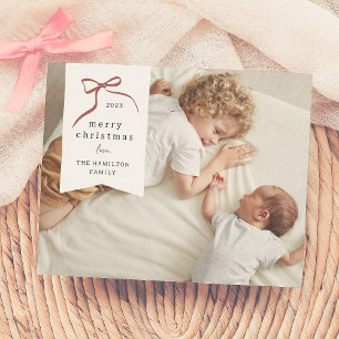 Whimsical Red Bow Christmas Holiday Photo Budget