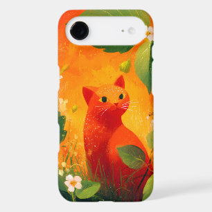 Whimsical Red Cat Wildflower Garden