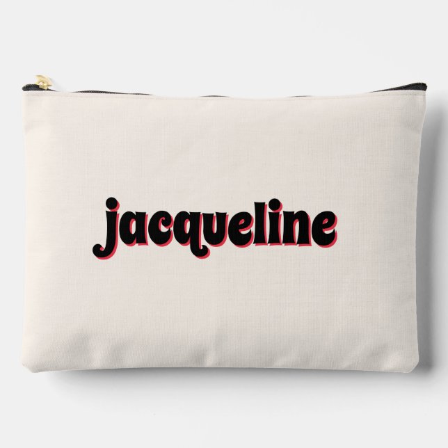 Whimsical Red Cherry Shadow Lettering Luxe Travel Accessory Pouch (Front)