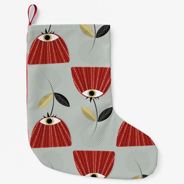 Whimsical Red Floral Arrangement Small Christmas Stocking (Front)