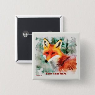 Whimsical Red Fox 15 Cm Square Badge