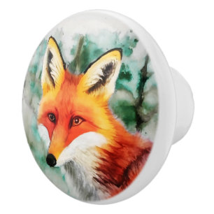 Whimsical Red Fox Ceramic Knob
