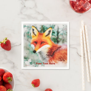 Whimsical Red Fox Napkin