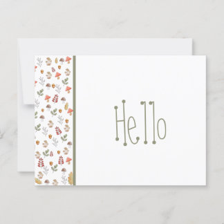 Whimsical Red Green Brown Mushroom and Acorn  Postcard