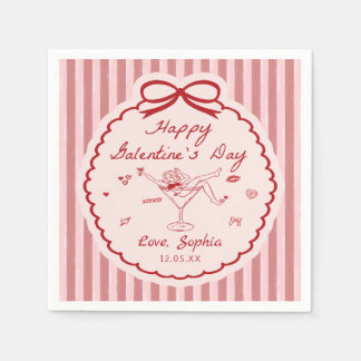 Whimsical Red Happy Galentine's Day Napkin