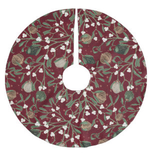 Whimsical Red Mistletoe Christmas Tree Skirt