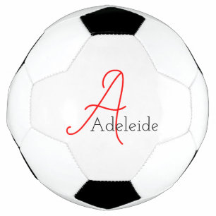 Whimsical Red Monogram Personalised Soccer Ball