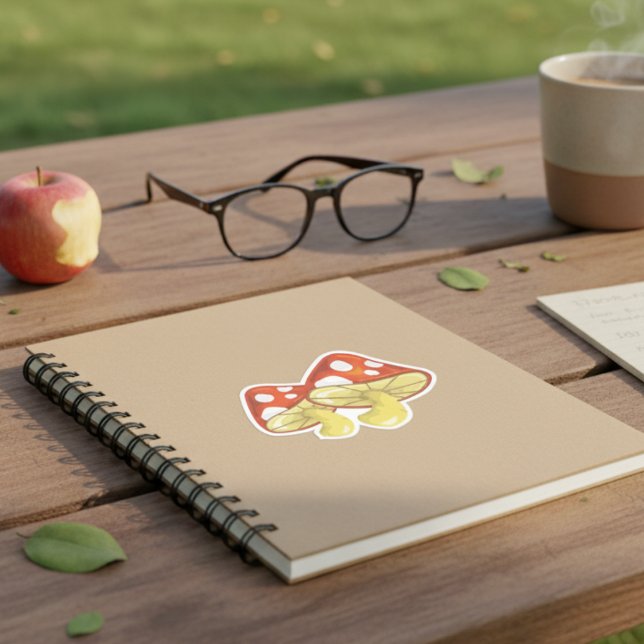 Whimsical Red Mushroom Doodles Vinyl Sticker Sheet (Whimsical Red Mushroom Doodles Vinyl Sticker Sheet)