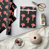 Whimsical Red Mushroom | Toadstool Black Woodland