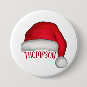 Whimsical Red Painted Santa Hat 7.5 Cm Round Badge