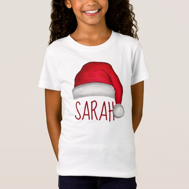Whimsical Red Painted Santa Hat T-Shirt (Front)