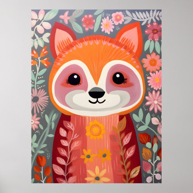 Whimsical Red Panda Art Poster (Front)