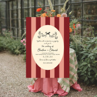Whimsical Red Pink Striped Scribble Wedding