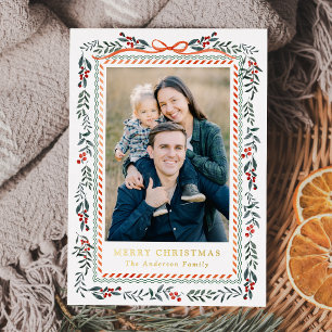 Whimsical Red Ribbon and Greenery 2 Photo