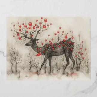 Whimsical Reindeer Christmas Flat Card