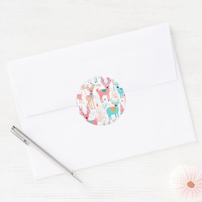 Whimsical Reindeer Christmas Holiday Sticker (Envelope)