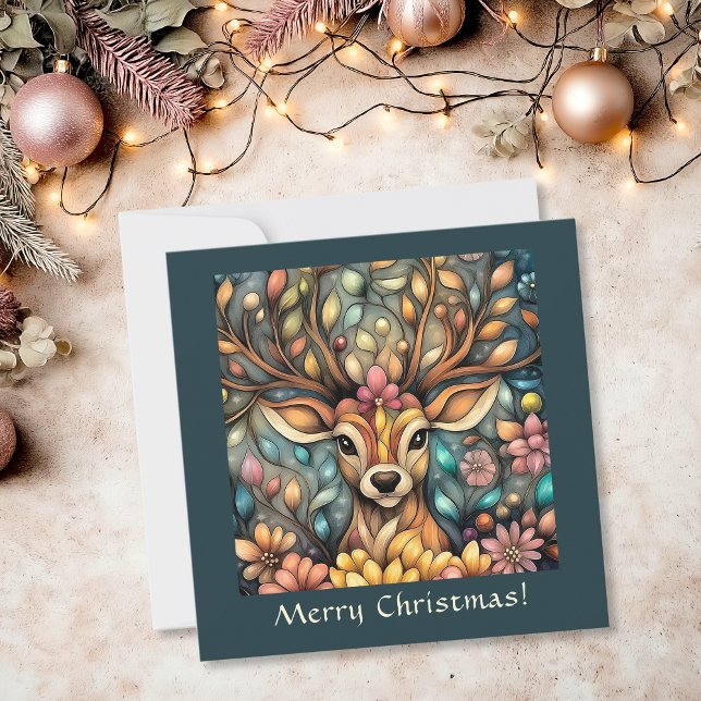 Whimsical Reindeer Customisable Holiday Card (Whimsical Reindeer Customizable Holiday Card)
