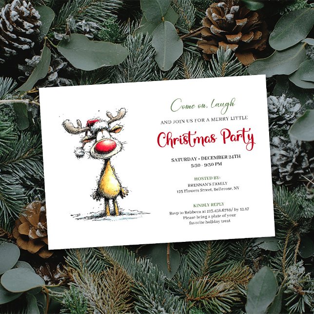 Whimsical Reindeer Editable Christmas Invitation (Whimsical Reindeer Editable Christmas Invitation)