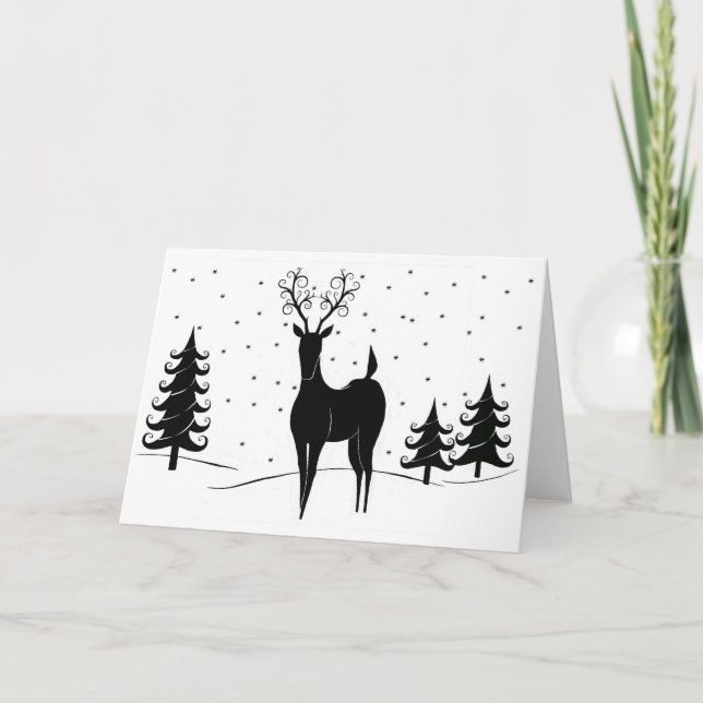 Whimsical Reindeer Holiday Card (Front)