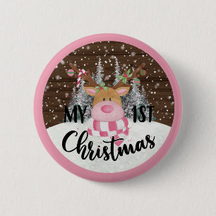 Whimsical Reindeer - My First Christmas 6 Cm Round Badge