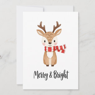 Whimsical Reindeer Watercolor Christmas Card