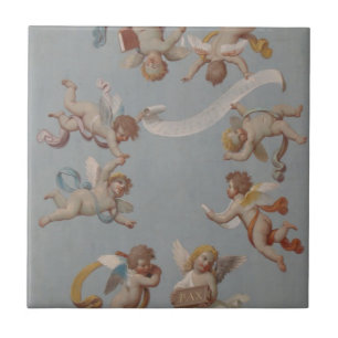Whimsical Renaissance Cherub Angels painting Tile