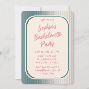 Whimsical Retro Bachelorette Party Vintage Pink Invitation
