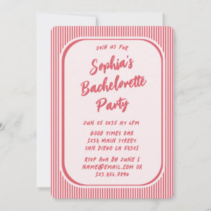 Whimsical Retro Bachelorette Party Vintage Red Invitation