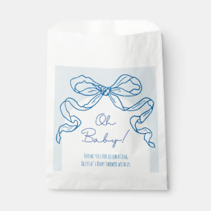 Whimsical Retro Blue Hand Drawn Bow Baby Shower Favour Bags