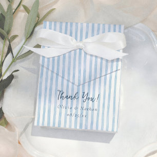 Whimsical Retro Blue Stripes Thank You Wedding Favour Box