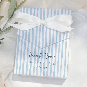 Whimsical Retro Blue Stripes Thank You Wedding Favour Box