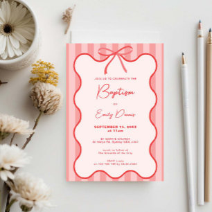 Whimsical Retro Border Baptism  Invitation