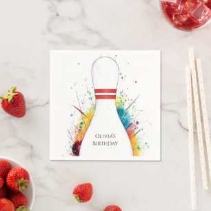 Whimsical Retro Bowling Birthday Napkin