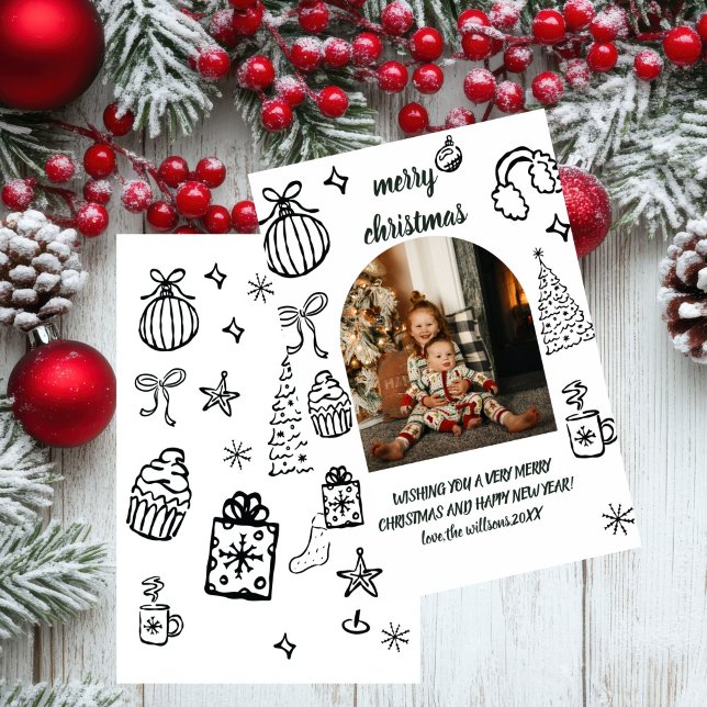 Whimsical Retro Christmas Arch Photo Holiday Card (Creator Uploaded)