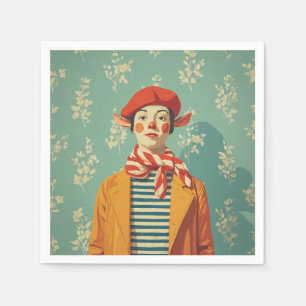 Whimsical Retro Christmas Elf Napkin