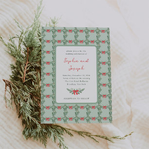 Whimsical Retro Christmas Holiday Wedding Invitation