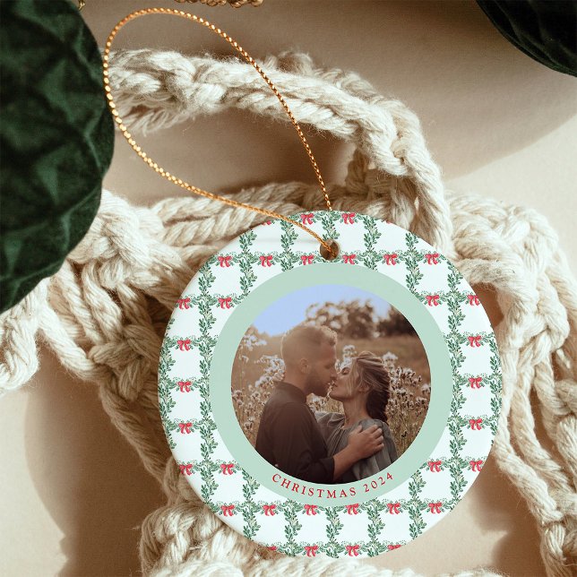 Whimsical Retro | Christmas Pattern and Photo Ceramic Tree Decoration (Creator Uploaded)