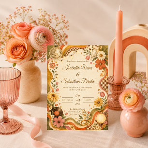 Whimsical Retro Disco Wedding Invitation