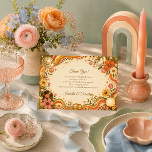 Whimsical Retro Disco Wedding Thank You Card