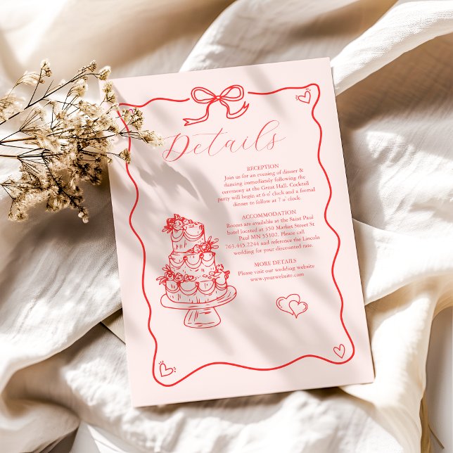 Whimsical Retro Doodle Art Wedding Enclosure Card (Creator Uploaded)