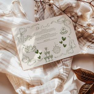 Whimsical Retro Doodle Art Wedding Enclosure Card