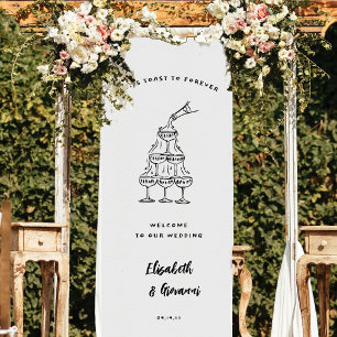 Whimsical Retro Doodle Art   Wedding Welcome Banner