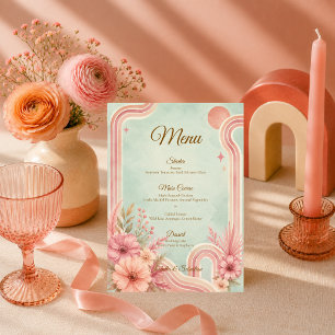 Whimsical Retro Floral Wedding Menu