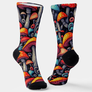 Whimsical Retro Mushroom Socks