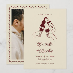 Whimsical Retro Playful Hand Drawn Cheers Wedding Save The Date