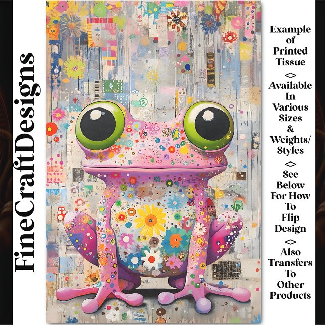 Whimsical Retro Pop Art Pink Frog BP6A Decoupage Tissue Paper (Creator Uploaded)