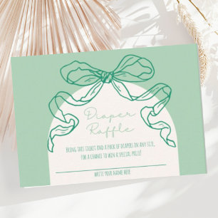 Whimsical Retro Sage Hand Drawn Bow Baby Shower Enclosure Card
