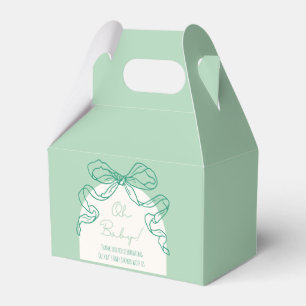 Whimsical Retro Sage Hand Drawn Bow Baby Shower Favour Box